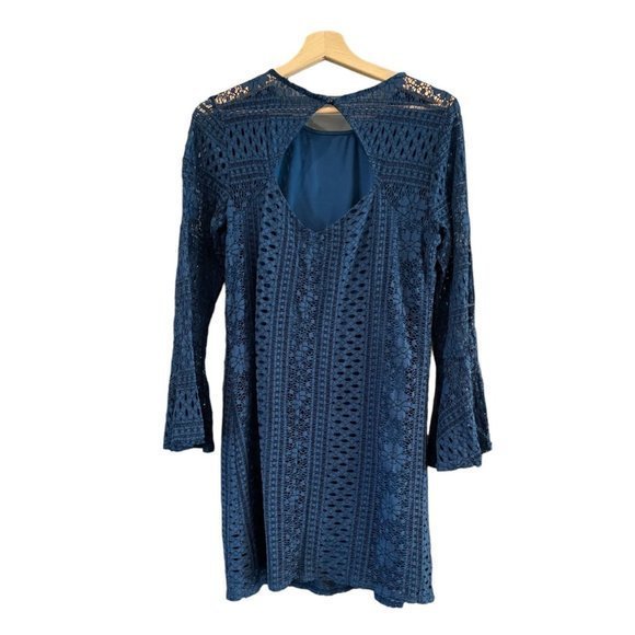 FRANCESCAS BLUE LONG SLEEVE MINI DRESS SIZE MEDIUM - Picture 2 of 3
